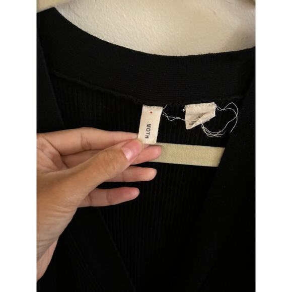 Anthropologie Sweater Women's Large Moth Cardigan Black Side Tie Button Up - Picture 3 of 9